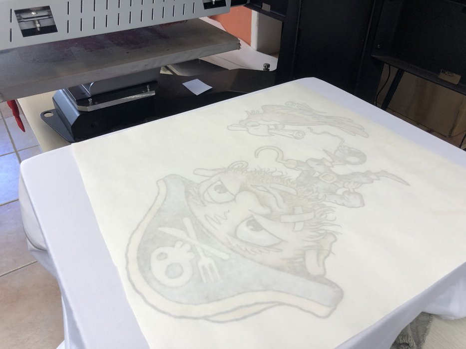 Pose feuille de sublimation sur la press